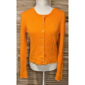 Lilly Pulitzer Caroline Cable Knit Cardigan | Bright Orange | sz Large